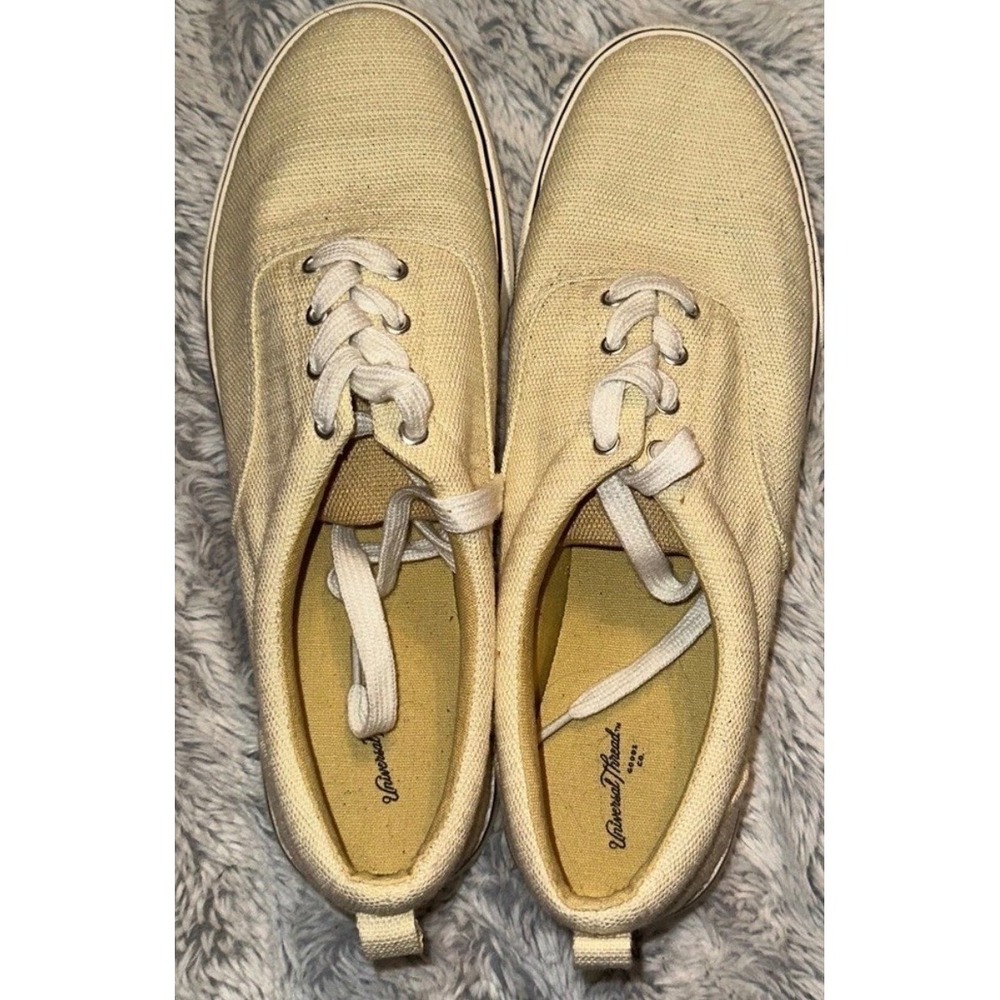 Universal Thread Womens Canvas Lace Up Sneakers Cream Beige Low Top Size 10